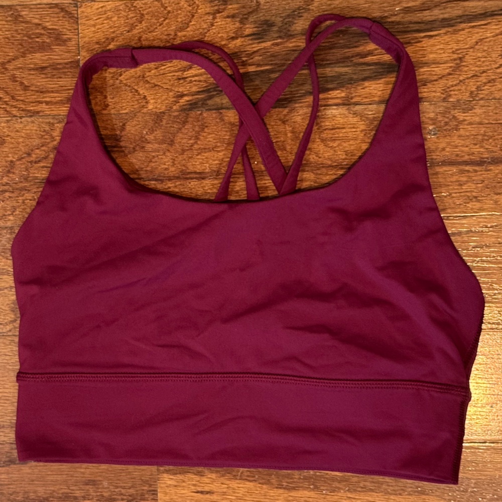 EUC Lululemon Energy Longline Sports Bra sz 6 Deep Luxe Maroon Red